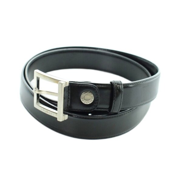 Bvlgari Belt Silver Leather Logo 110 44 Black main image 8